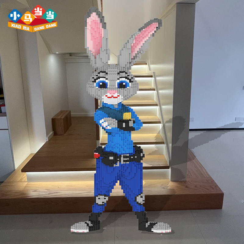 93cm超大警官兔积木-0.8大颗粒益智积木玩具亲子拼装女孩礼物摆件