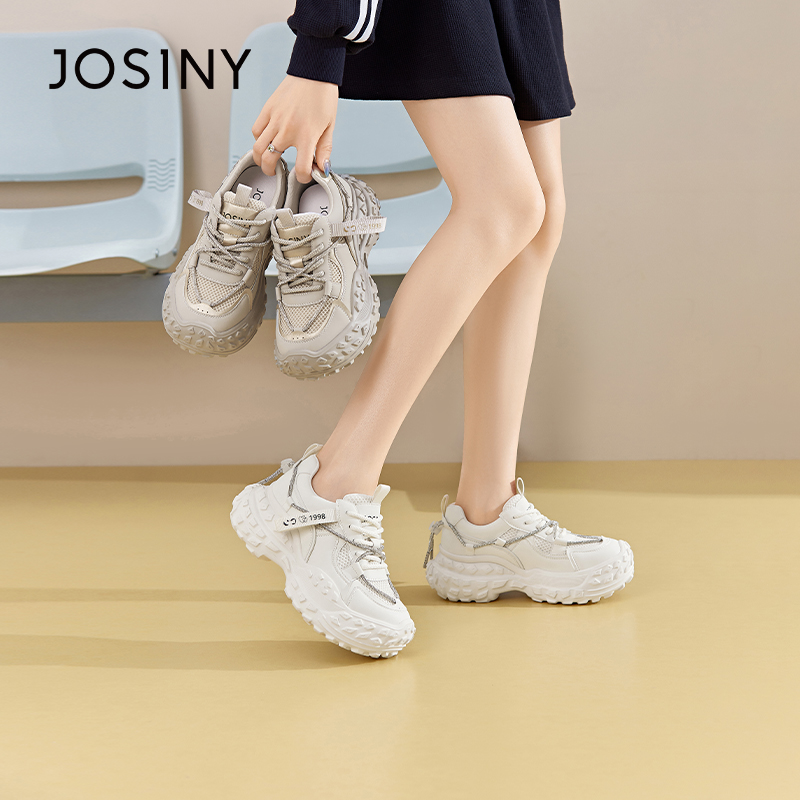 卓诗尼网面透气增高老爹鞋2024秋季时尚百搭潮流厚底系带ins风
