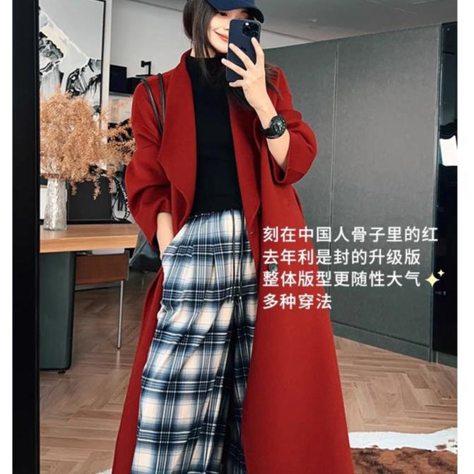 美洋MEIYANG【现货】朱砂痣羊绒大衣 120+新年战袍！双面呢外套