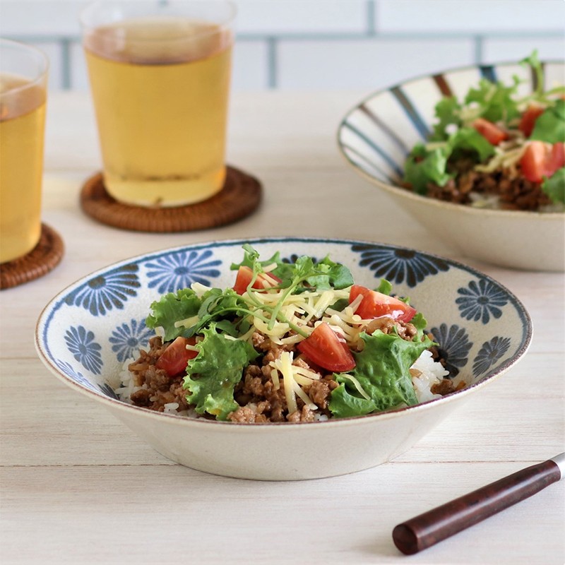 日本进口秋收系列餐盘21.5cm家用釉下彩深盘餐盘炒菜盘沙拉盘大号