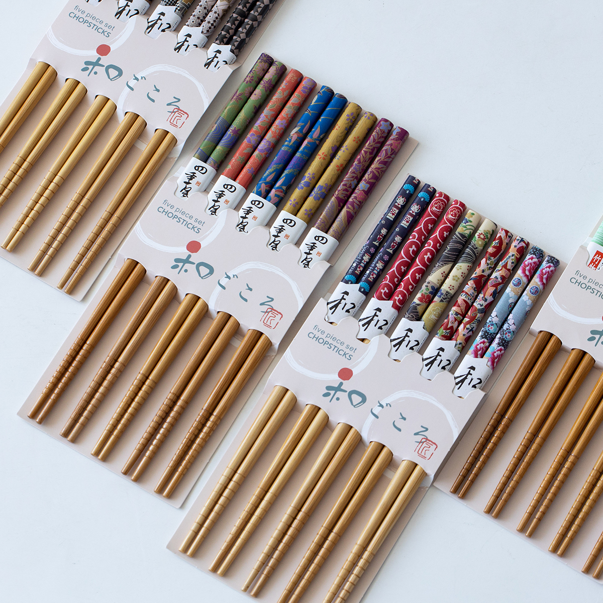 日本进口五彩天然竹木筷子家用防滑尖头洗碗机用筷子礼品套装筷子