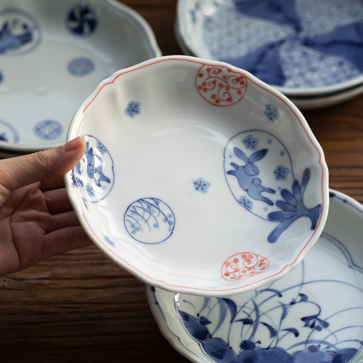 日本进口蓝凛堂青花瓷釉下彩家用手绘凉菜盘热菜小盘子16.5cm陶瓷