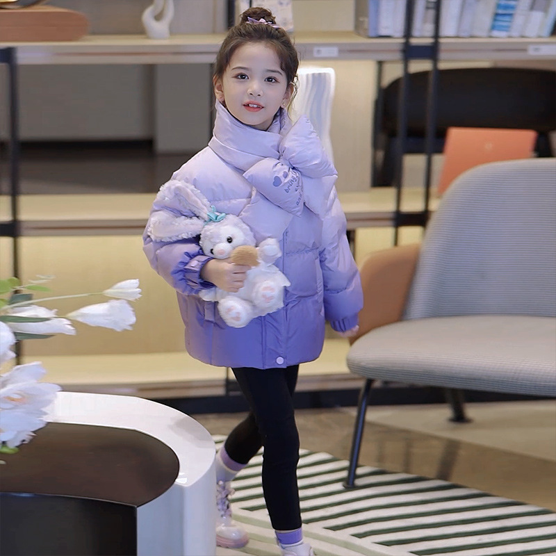2023冬季女童中大童亲子渐变加厚休闲羽绒服童装外套一件代发