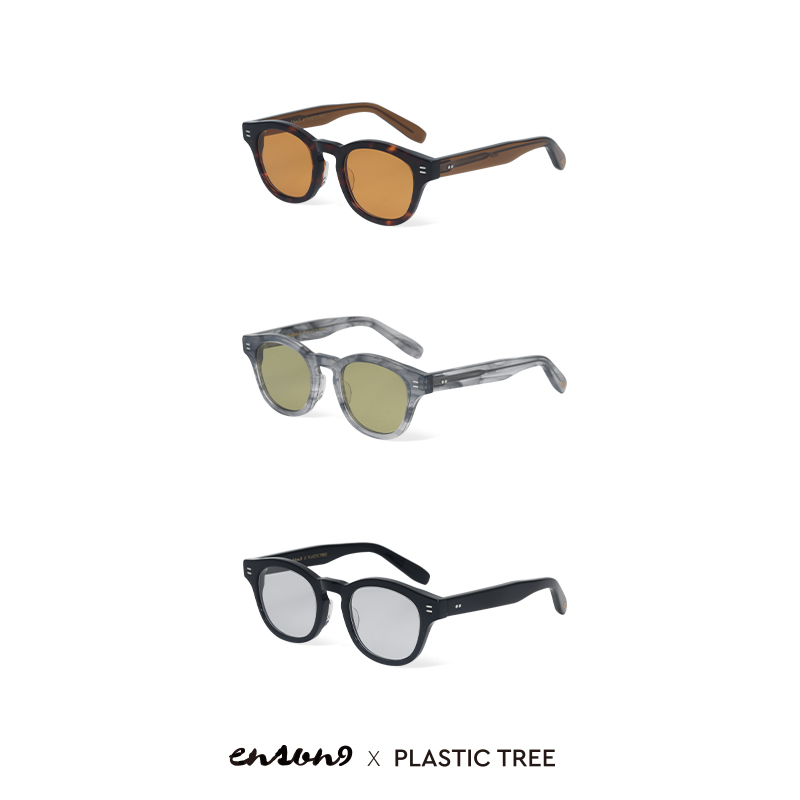 enson9日系复古浅色太阳镜潮男 板材半透方框自制款Plastic tree