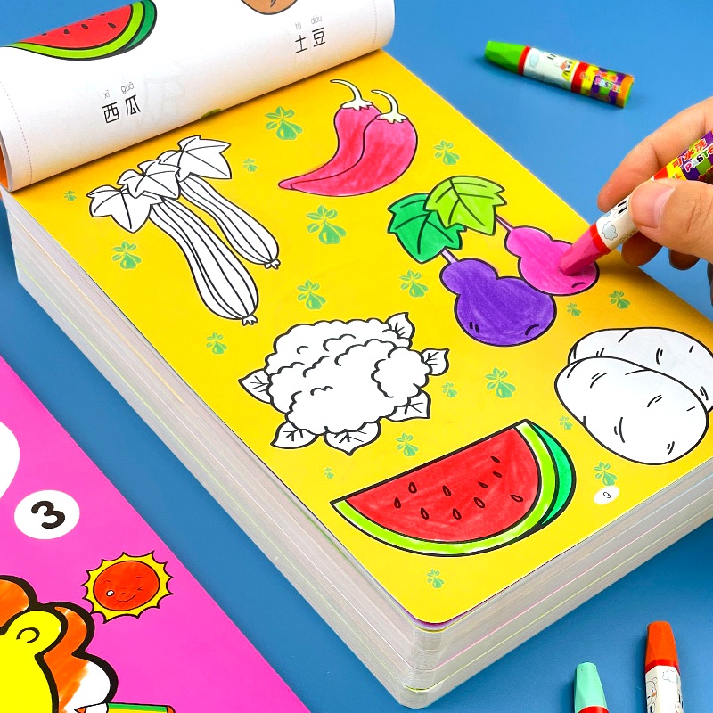 儿童画画本幼儿园宝宝涂色书简笔画男女小孩公主绘画填色涂鸦学画