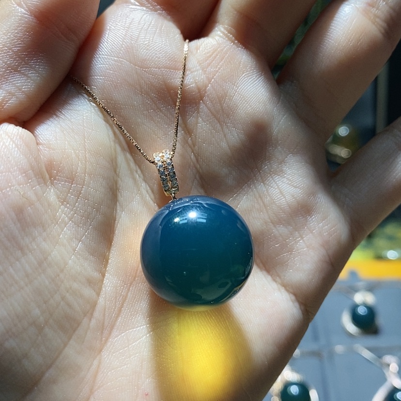 【闪购商品】蓝珀颈饰银S925镀金镶嵌妮*