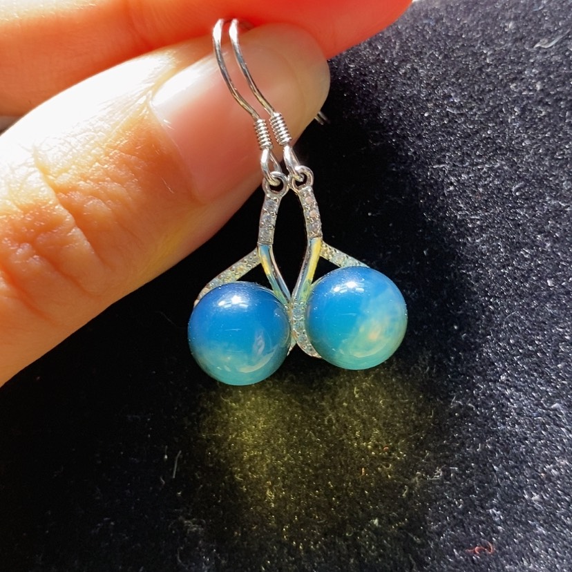 【闪购商品】蓝珀耳饰银S925镶嵌