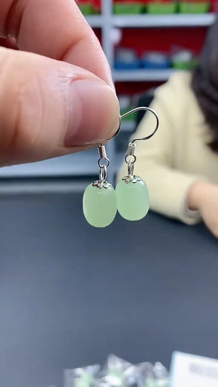 【闪购商品】查罗石耳钉银S925镶嵌9163