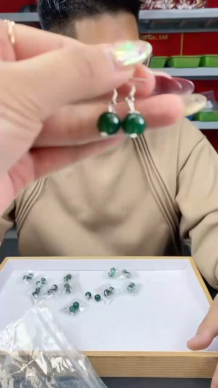 【闪购商品】和田玉（碧玉）耳饰银S925镶嵌9132