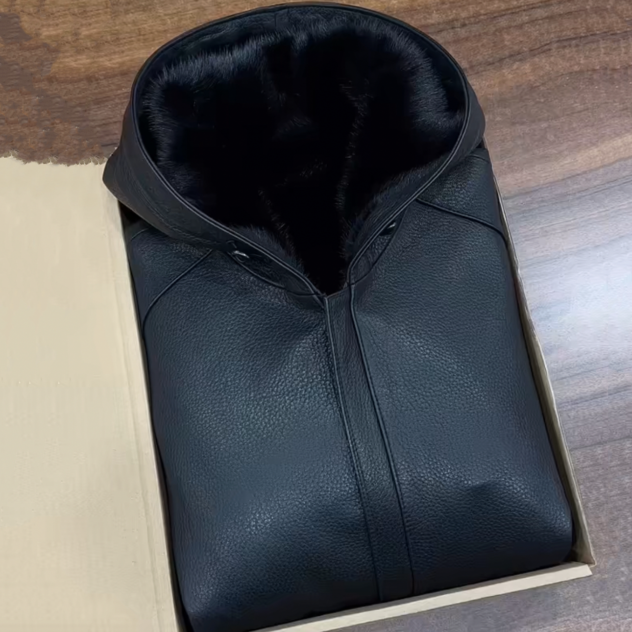 男士中长(后背整张)黑色貂皮内胆冬季皮衣