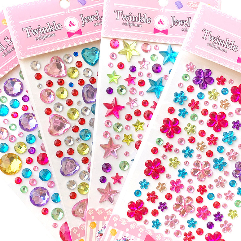 水晶可爱宝石贴纸3D立体贴脸装饰闪钻贴女孩爱心水晶贴纸手工创意