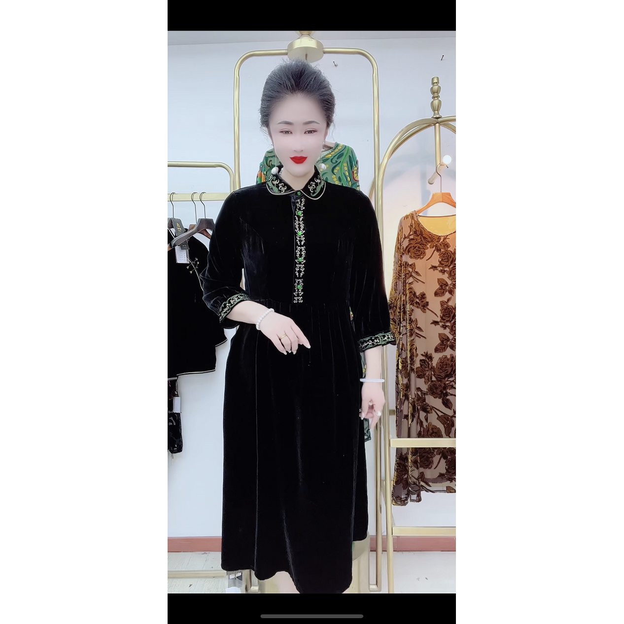 桑蚕丝真丝连衣裙气质轻奢春季中长款百搭设计师国风网红10A2171