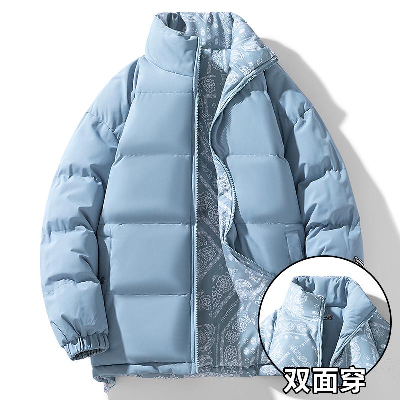 冬季青少年双面棉衣男女情侣宽松大码立领棉服防风加厚保暖面包服