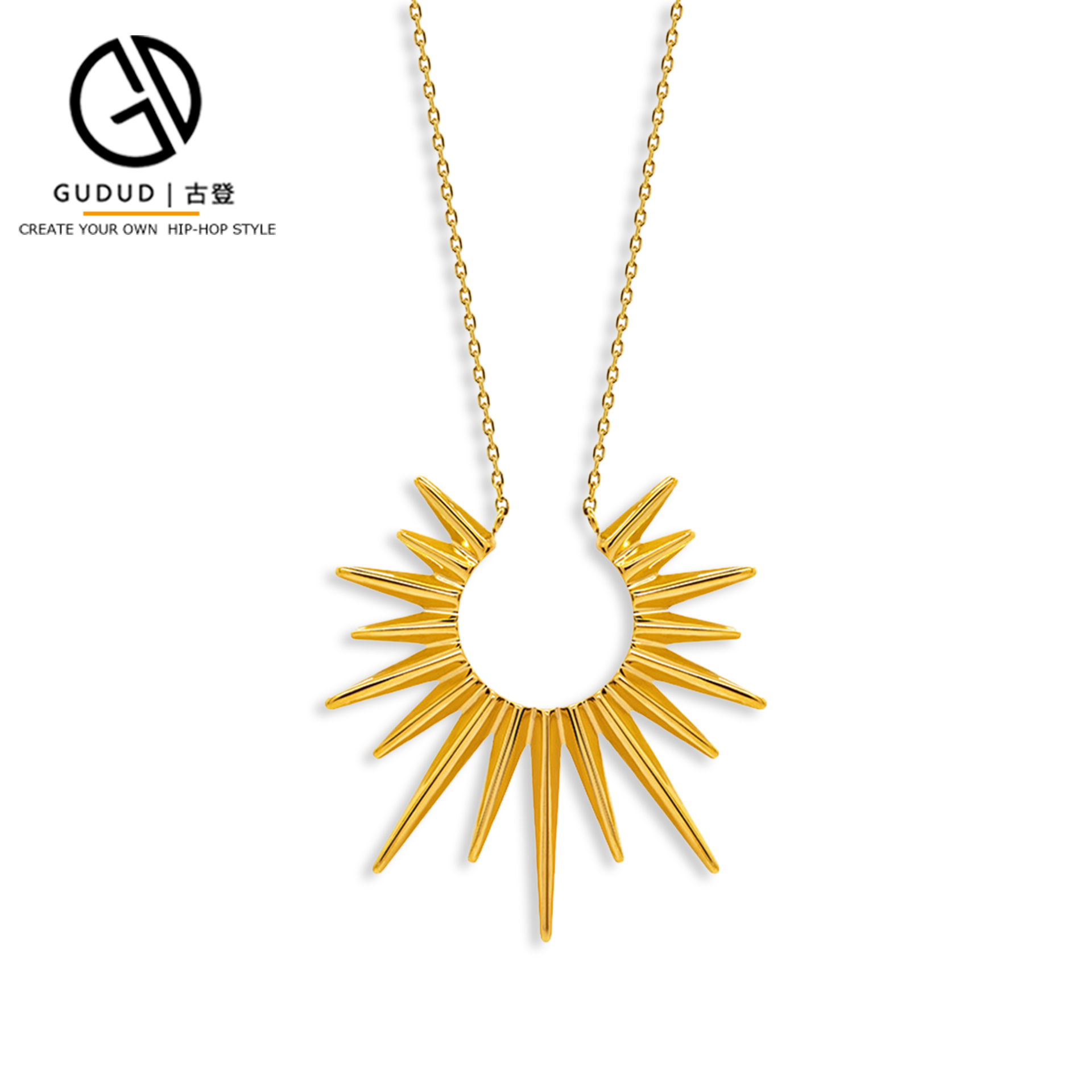 钛钢项链 太阳项链男生潮牌欧美INS高级感钛钢叠戴锁骨链送男友