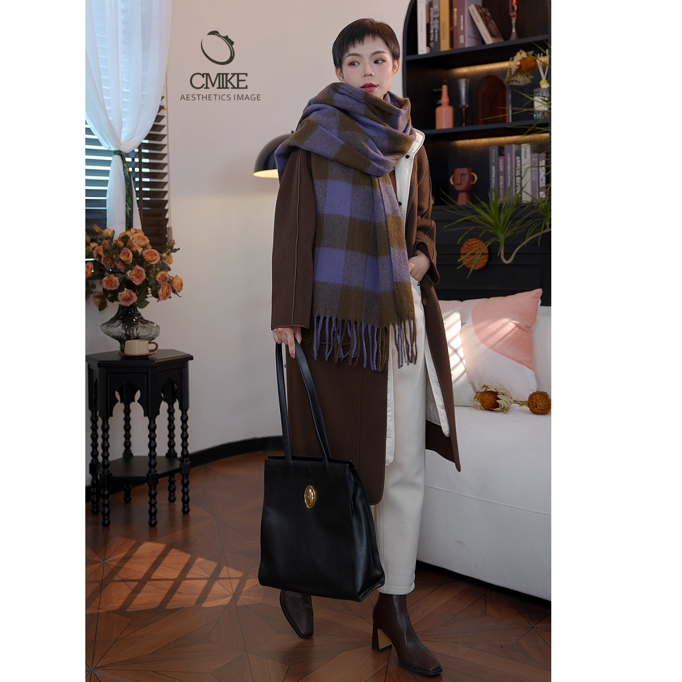 【橙蜜客】奢华高端羊绒大衣 内搭白色羽绒两件套2454D000970