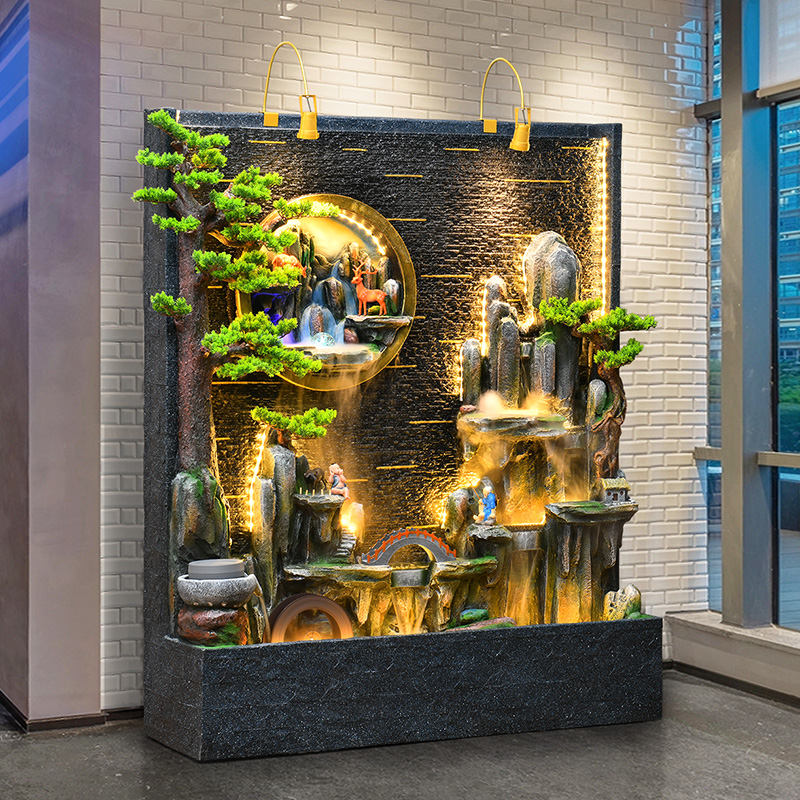 水幕墙假山流水屏风公司客厅别墅庭院落地景观喷泉办公室装饰摆件