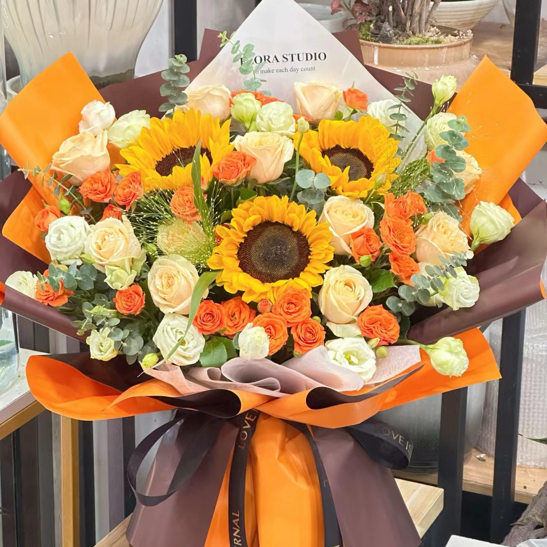 【香羿鲜花】教师节向日葵混搭花束/同城免费配送