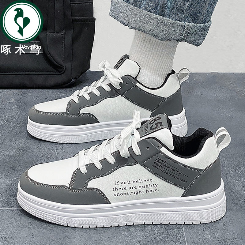 【正品】啄木鸟男鞋春季2025新款潮流小众设计休闲百搭平板鞋运动鞋