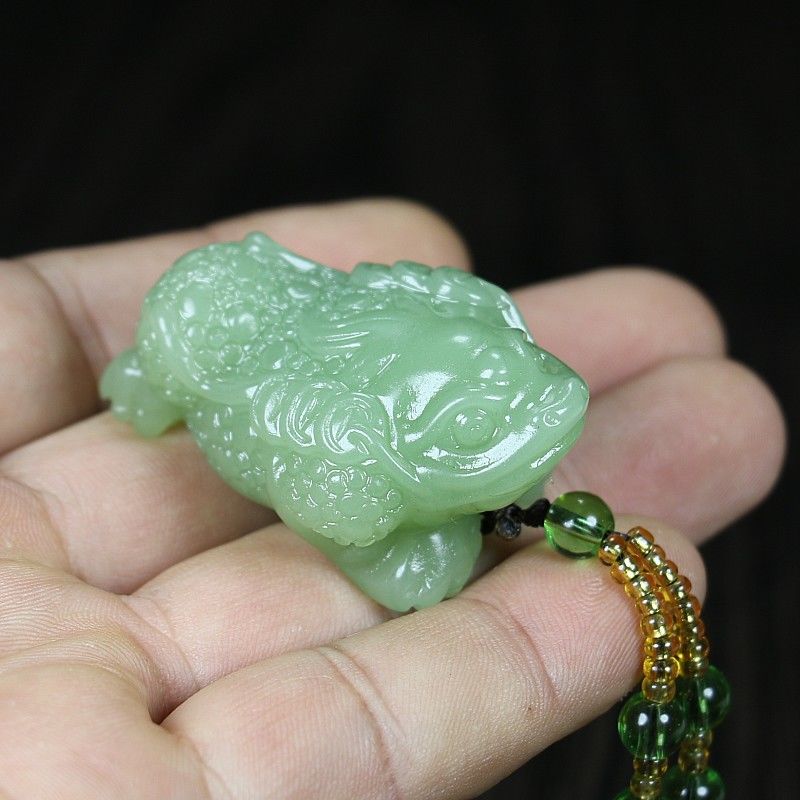 天然和田青色蝉吉祥招财吊坠三脚三足蟾挂件把件男女项链吊坠挂坠