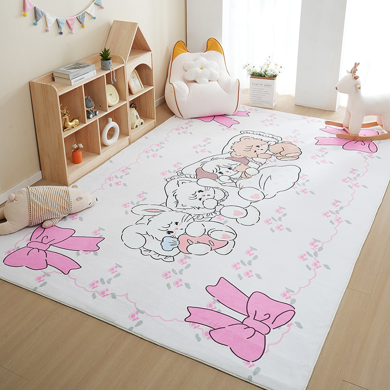 可爱仿羊绒地毯客厅卧室儿童房茶几家用粉色mikko少女心地垫加厚