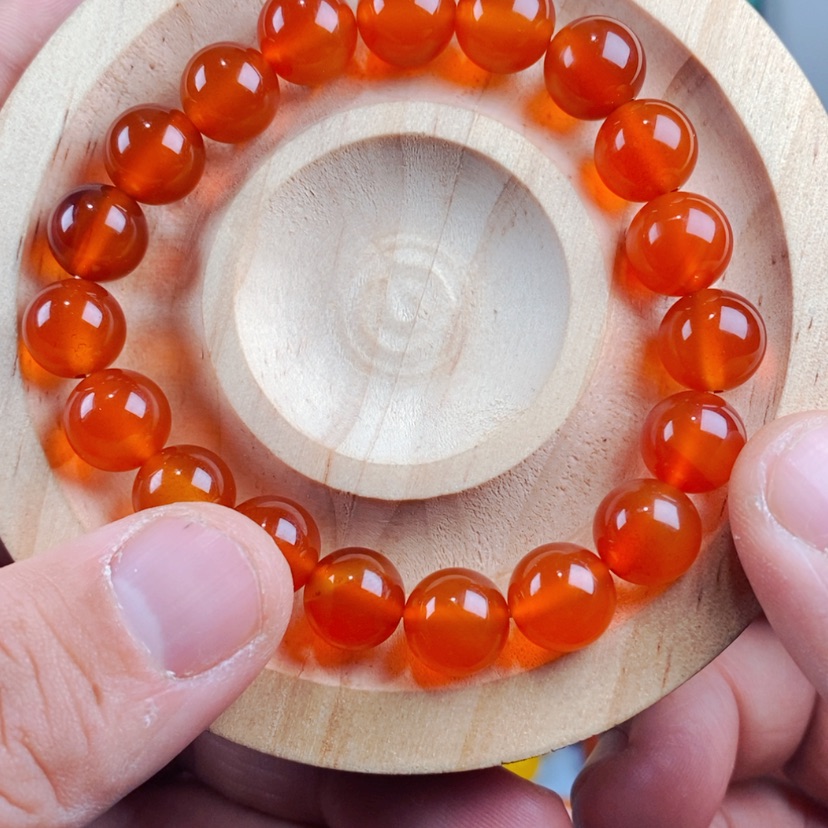 【闪购商品】玛瑙/玉髓手链未镶嵌柿子红玛瑙手串10mm