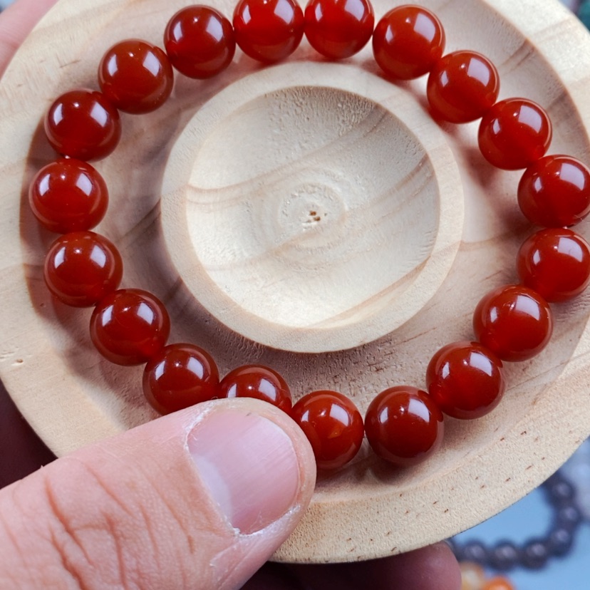 【闪购商品】玛瑙/玉髓手链未镶嵌战国红玛瑙手串10mm