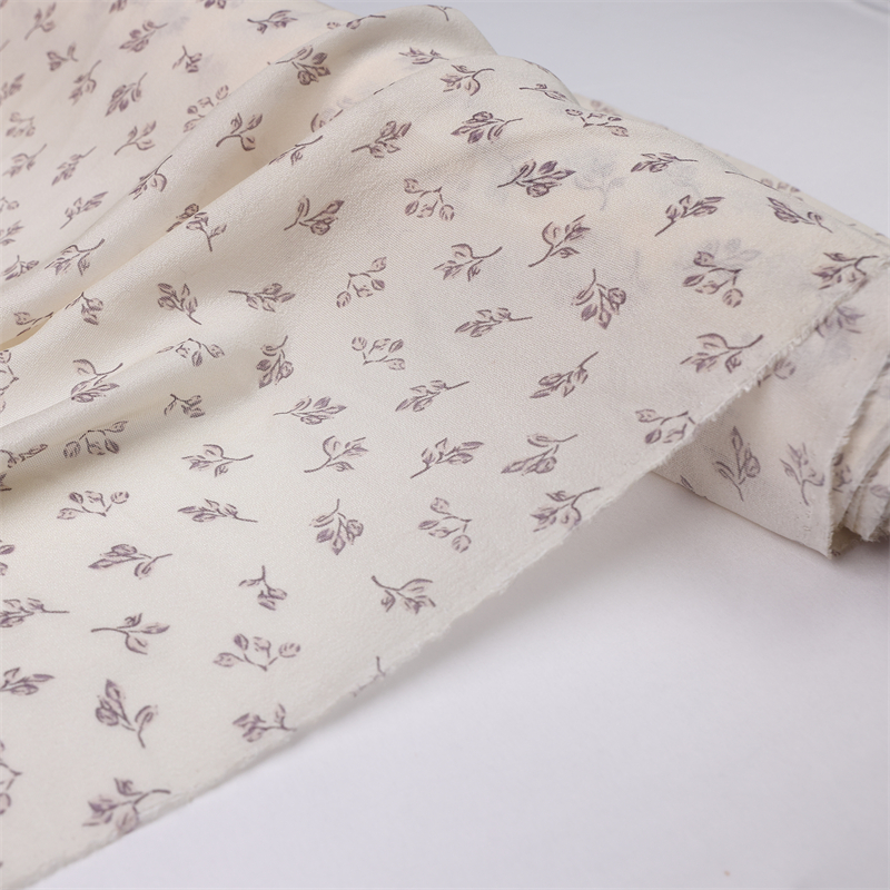 米色碎花真丝西丽纱100%桑蚕丝适用汉服新中式旗袍布料佳美纺织