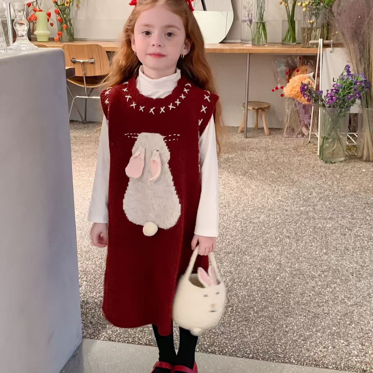 尤画2024设计师原创深秋女童背心毛衣裙66941