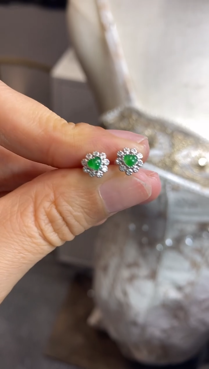 【闪购商品】翡翠镶嵌耳饰18K金镶嵌39|980