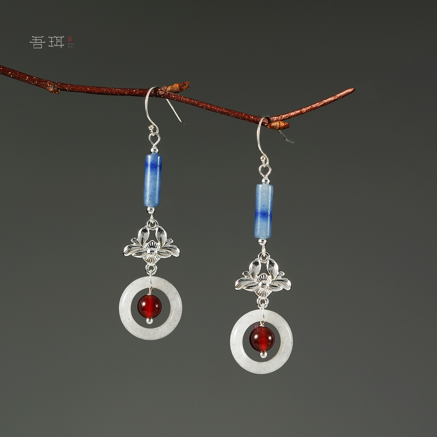 吾珥 铜合金耳饰 至初系列·耳钩/WEEG52 原创设计新中式国风红色