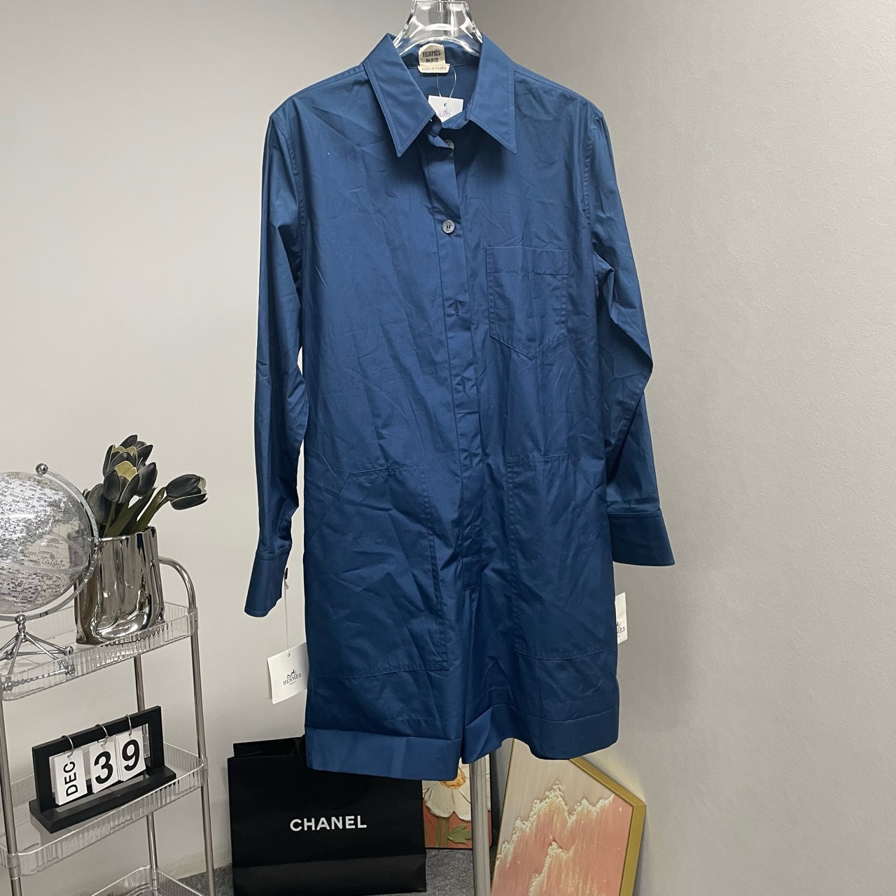全新未使用 Hermes/爱马仕 深蓝色 连体裤 全新带吊 36码 A645