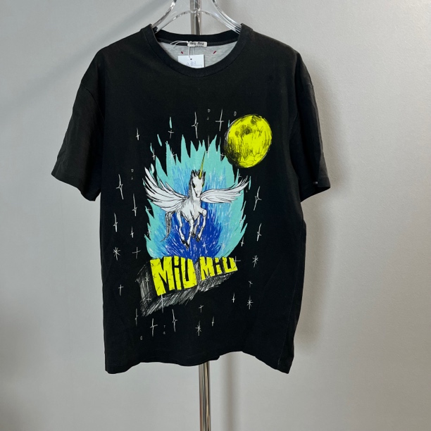 99新 MIU MIU/缪缪 miumiu 花黑色 短袖 99新 s码 A1733