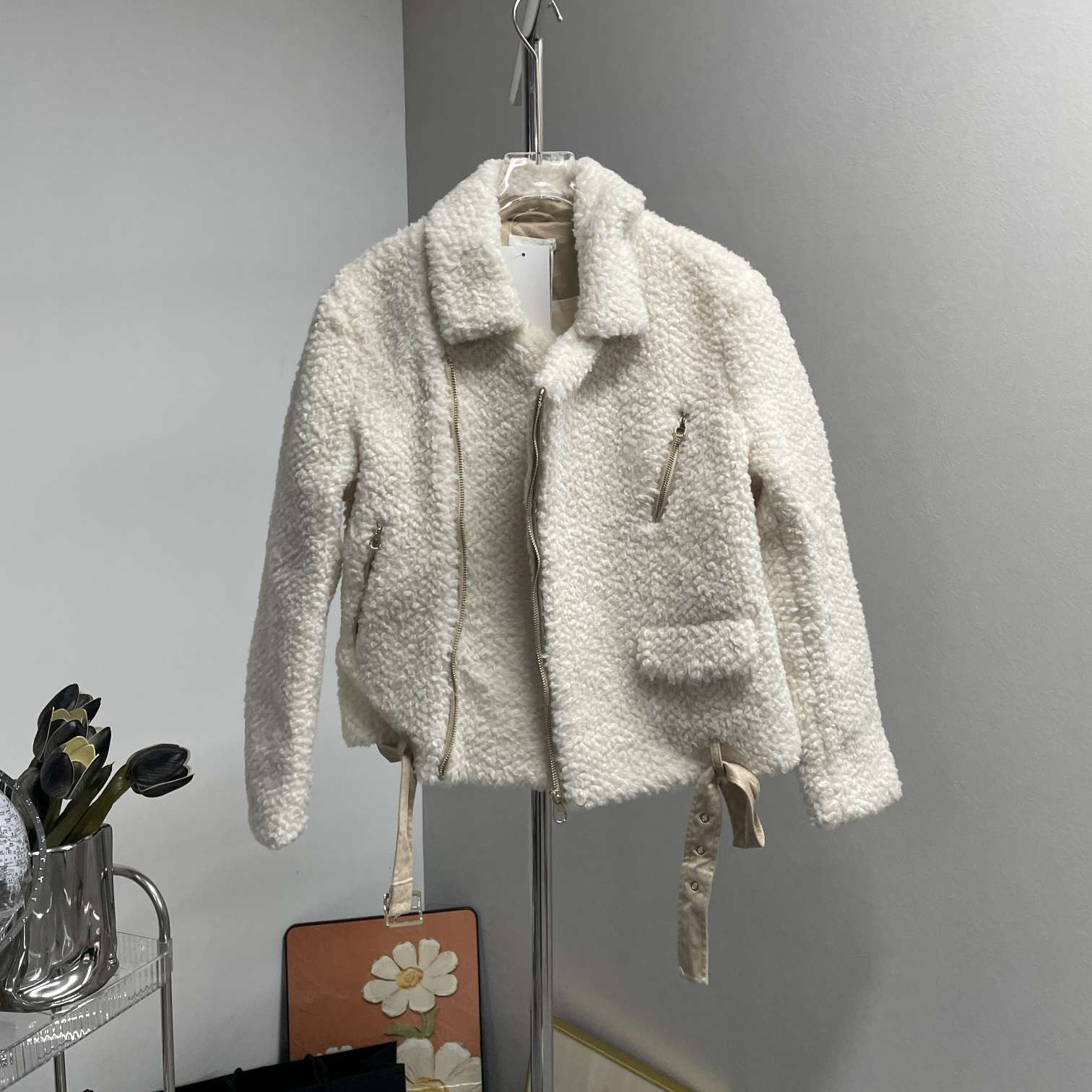 全新未使用 Chloe/蔻依 白色 羊羔毛 外套 全新 带吊 14码 A825