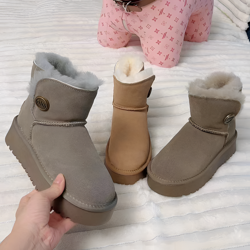 秋冬雪地靴女款时尚休闲百搭加绒加厚保暖真皮女士舒适雪地靴202