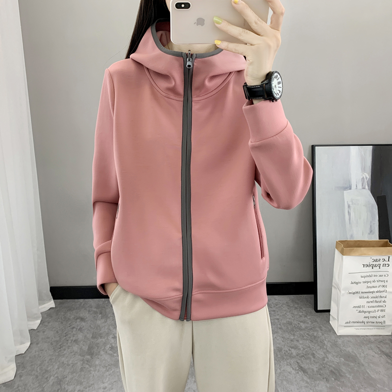 秋冬季新款户外运动卫衣女士时尚连帽休闲轻薄开衫抓绒衣百搭外套