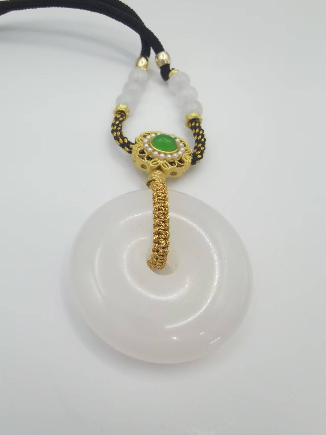 （库存处理）--高定珠宝珠宝贵气设计款平安扣石英质玉X584