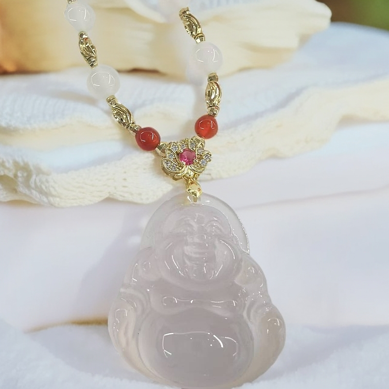 （库存处理）高定珠宝血疗玛瑙冰晴佛公带高订绳子X463