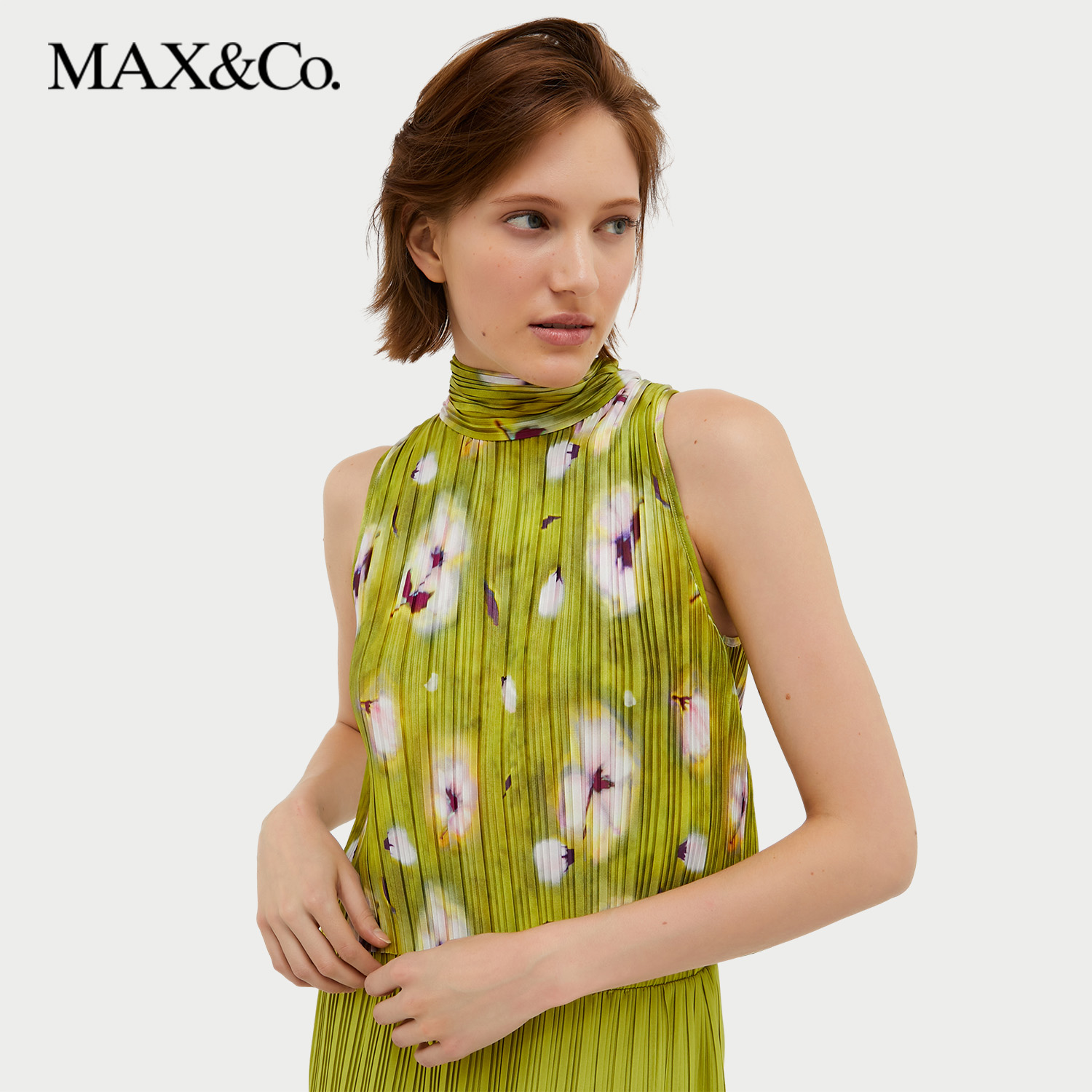 MAX&Co.2024秋冬新款女装褶饰平纹针织上衣6946104102maxco