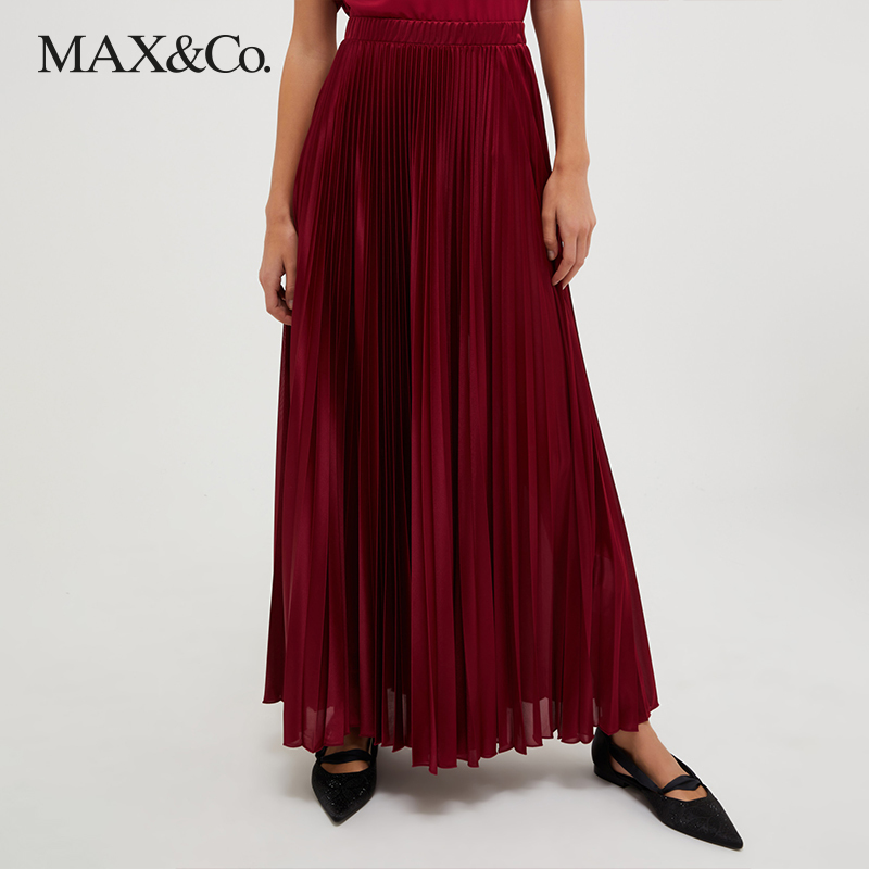 MAX&Co.秋冬新款褶饰平纹针织半裙7774033003maxco