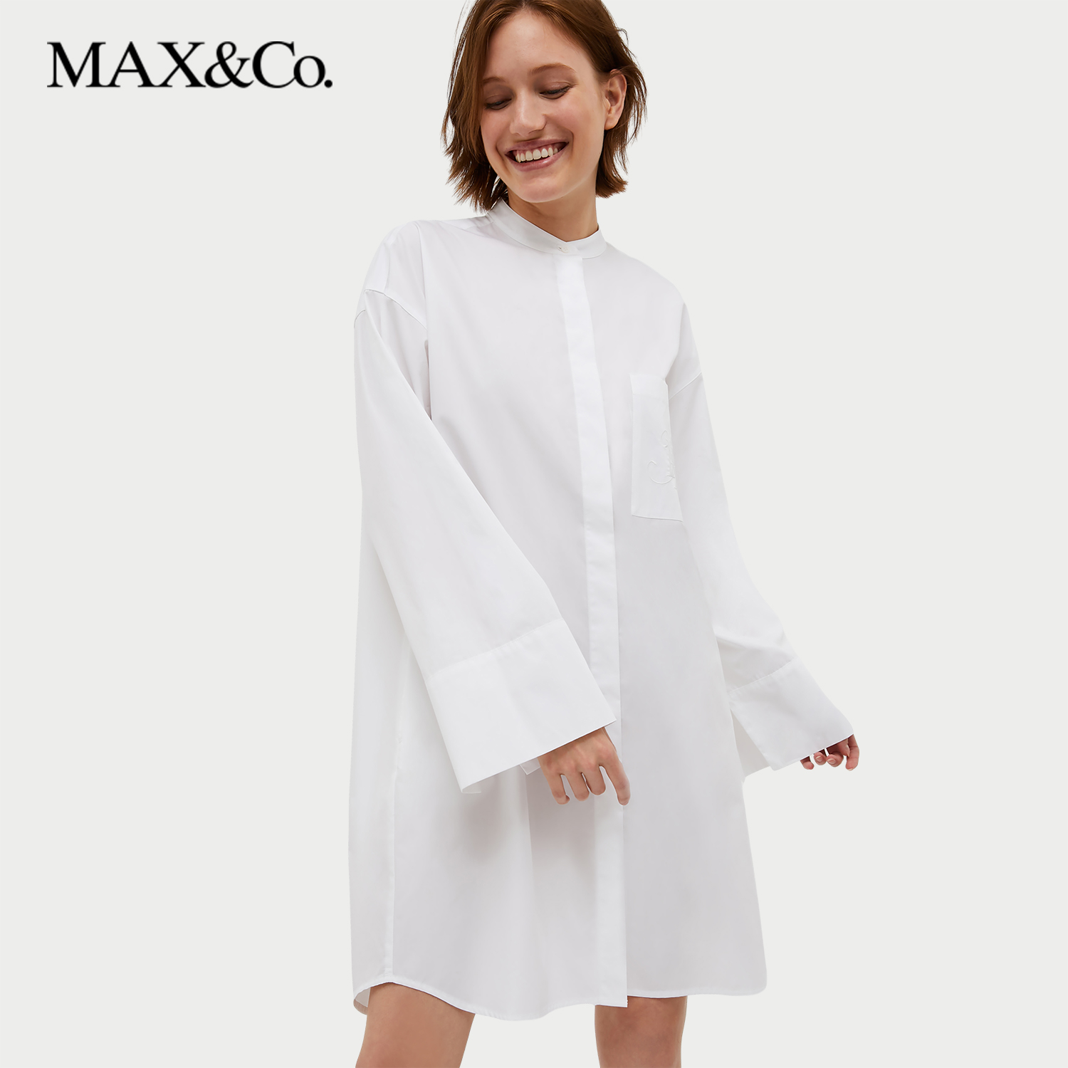 MAX&Co.秋冬女装徽章细节府绸衬衫裙6226034102
