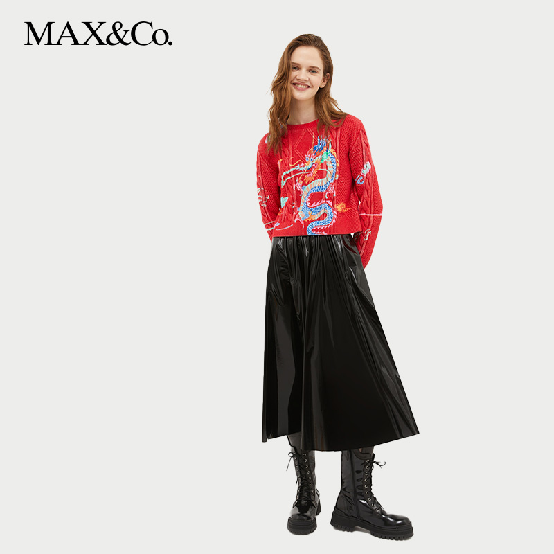 MAX&Co.2024春夏新款 龙年“新春胶囊系列”针织毛衣圆领女士maxco