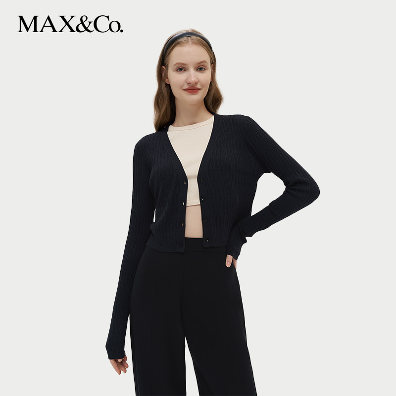 MAX&Co.2023秋冬新款莫代尔纤维棉混纺开衫7344013003004maxco