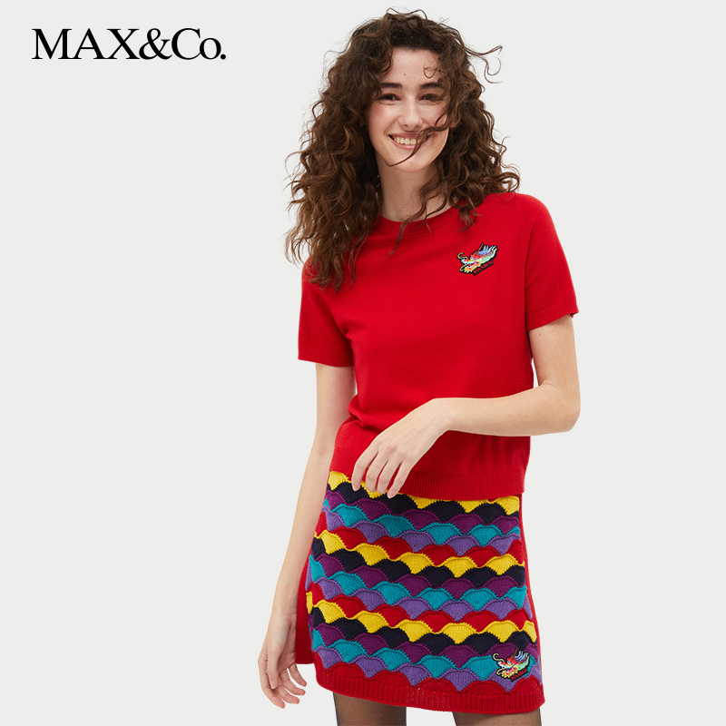 MAX&Co.2024春夏新款 龙年“新春胶囊系列”圆领针织衫女套头maxco