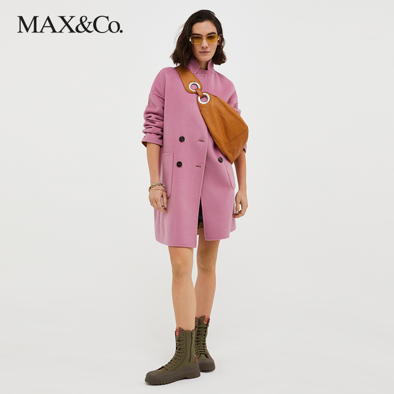 MAX&Co.秋冬新款双排扣双面穿羊毛混纺大衣女7014013003