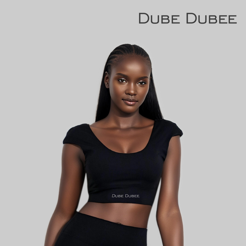 DUBE DUBEE可拆卸胸垫瑜伽训练宽肩背心高弹防震瑜伽服黑色
