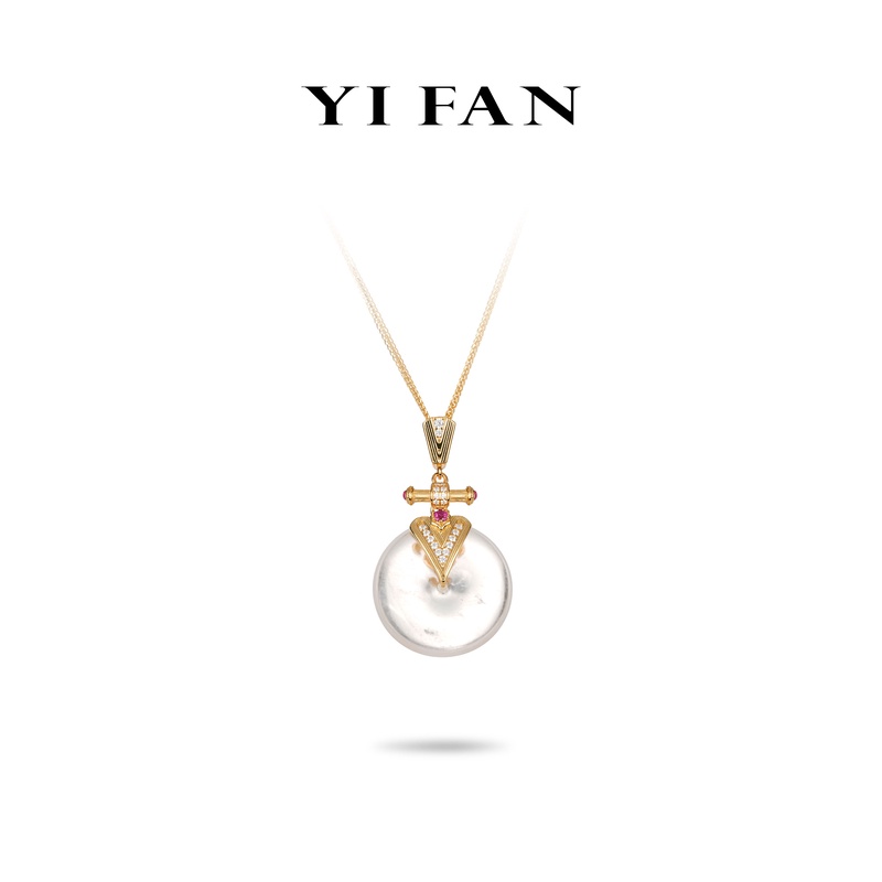 吊坠925银合成锆石 五金女孩-2356-金色十字平安扣项链