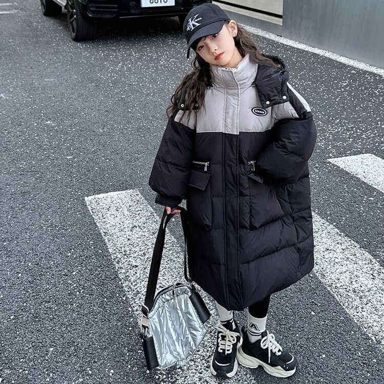 女童棉服冬季2023新款加厚儿童棉袄洋气长款连帽秋冬棉衣外套