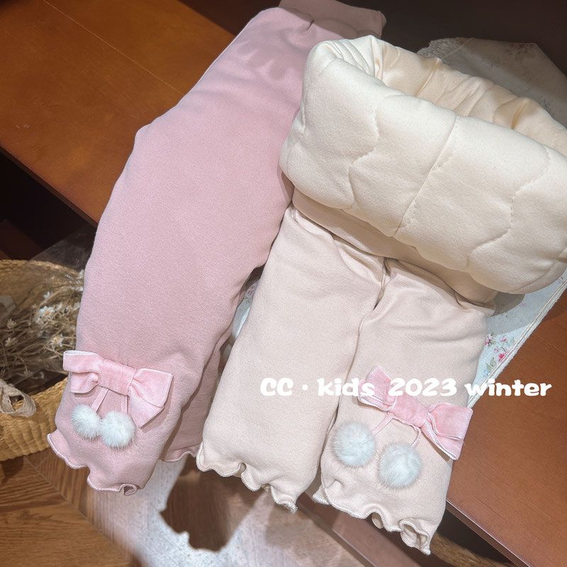 儿童装2023女童宝宝加厚保暖裤洋气毛球冬季女宝棉裤一条过冬裤子