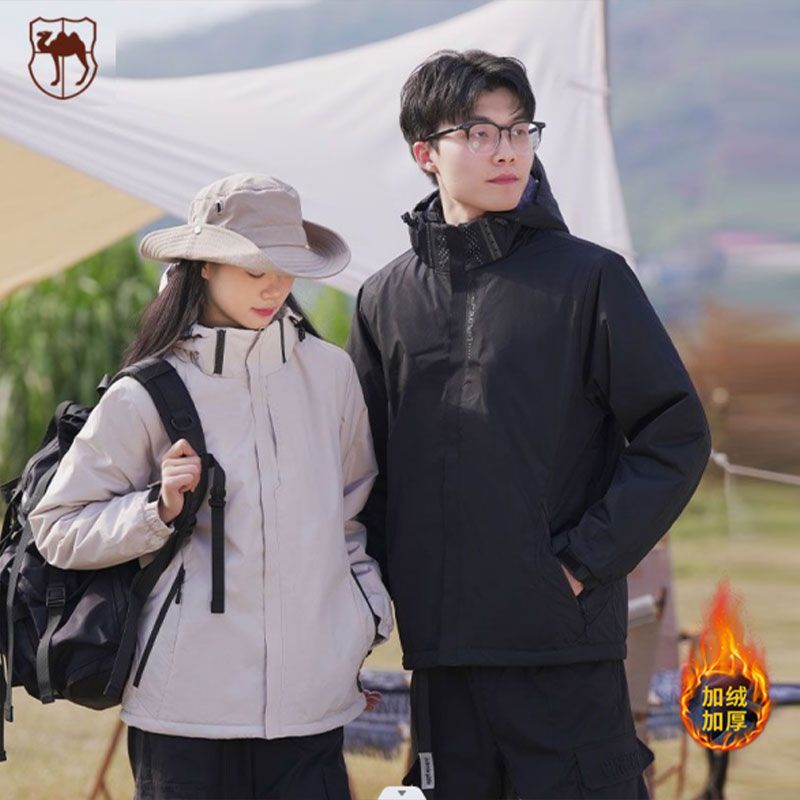 西域骆驼户外情侣款外套男女同款登山加绒加厚保暖骑行服YB6266JR