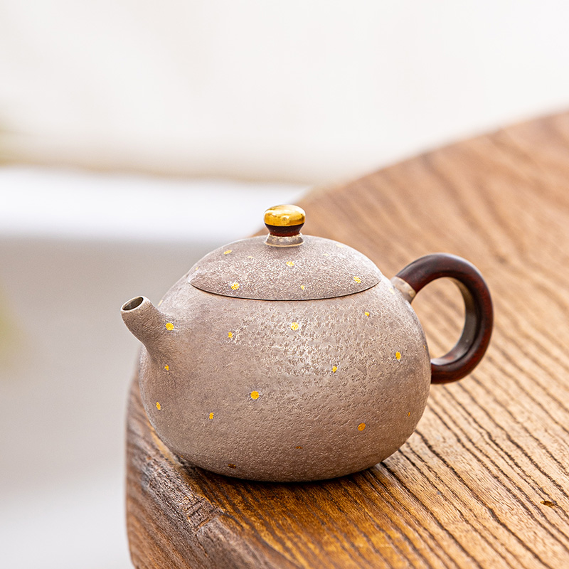 蜂鸟工坊 茶家壶 紫皮洒金麻纹西施珠圆小壶银壶 CJZPA1123